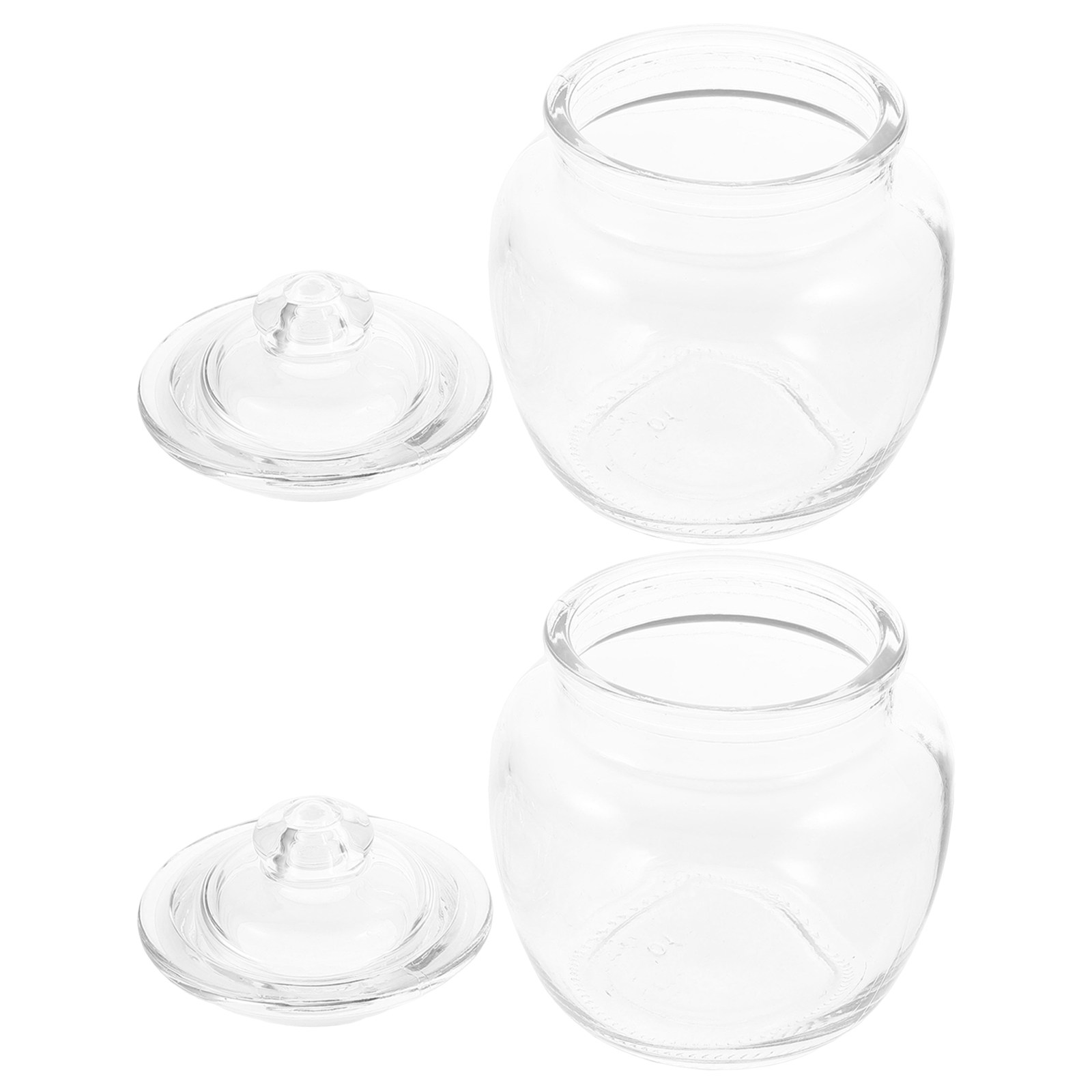 Food Storage Containers - 2Pcs Airtight Glass Kitchen Storage Canister