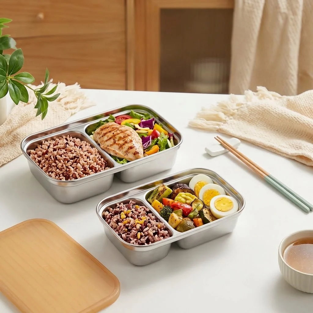 304 Stainless Steel Bento Box  - Food Storage With Dividers review and price